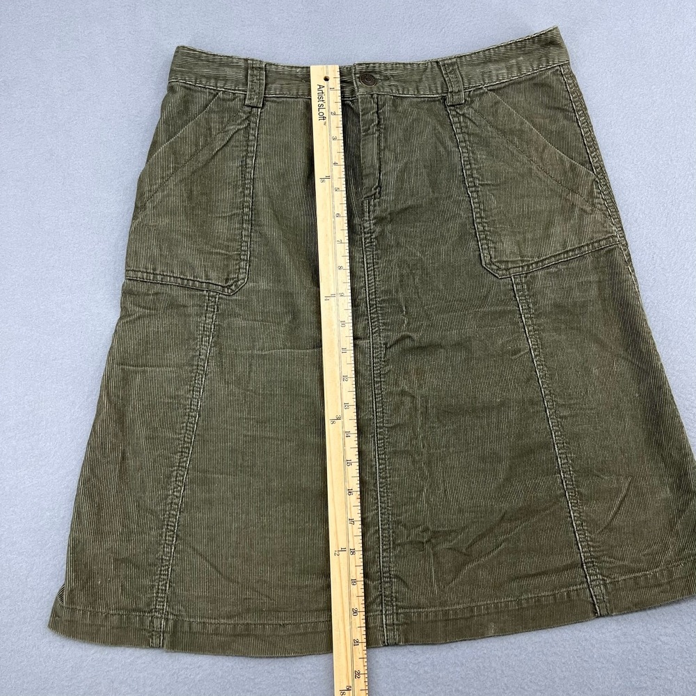 Eddie Bauer Womens Green Corduroy A-Line Skirt Size 6 Cotton Utility Pocket - Picture 5 of 10